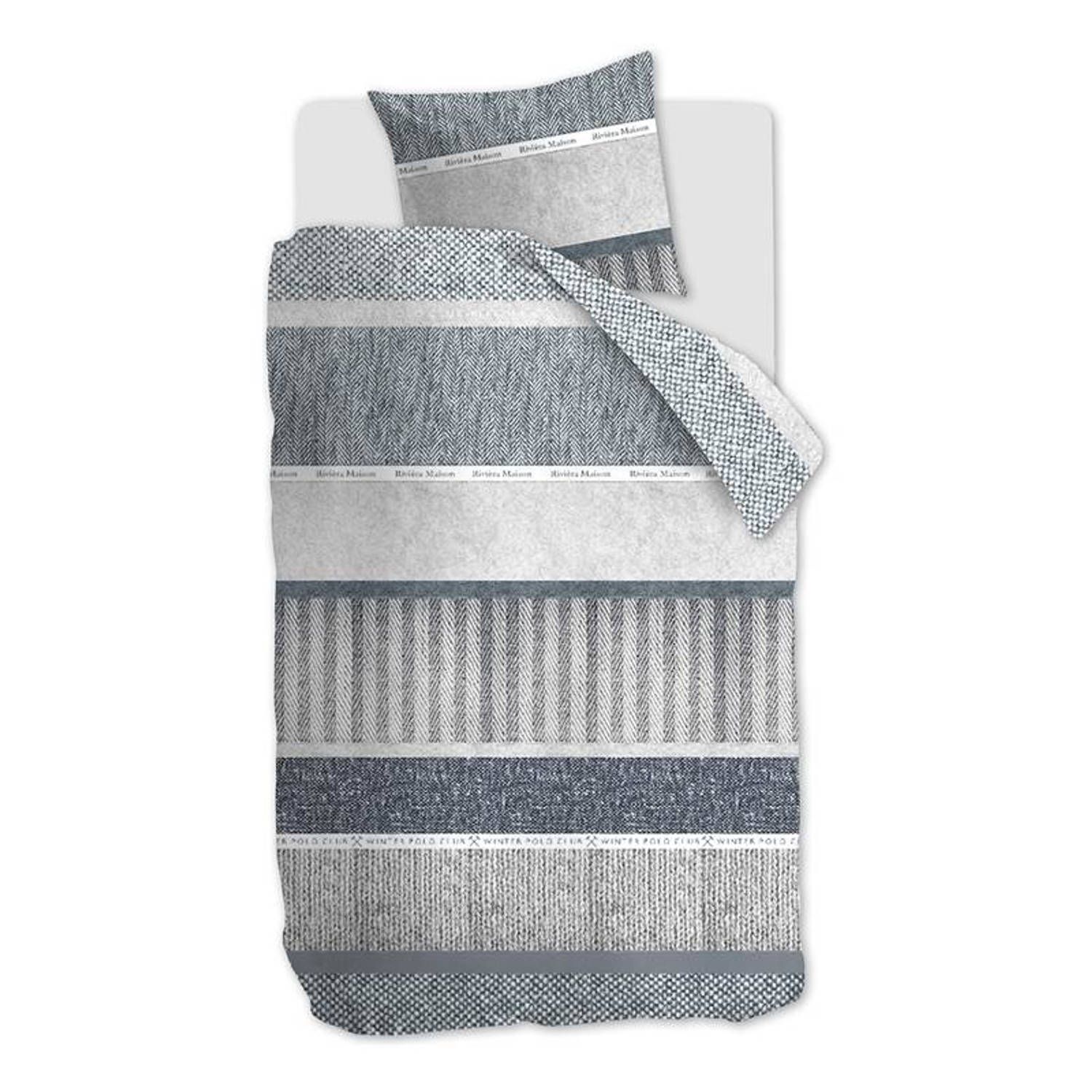 Riviera Maison Winterclub Dekbedovertrek - Eenpersoons - 140x200/220 cm - Katoen - Blue