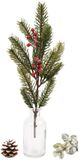 Feeric lights & Christmas Dennentak - groen - met bessen - 52 cm - kunststof - decoratief