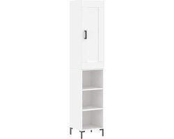 vidaXL Hoge Kast - 34,5x34x180 cm - Bewerkt Hout - Wit