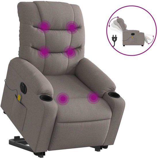 vidaXL Sta-op-massagestoel elektrisch verstelbaar stof taupe