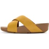 FitFlop Lulu Cross Slide Sandals Leather Dames Sandalen - Turmeric