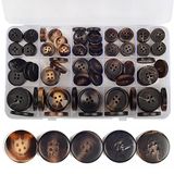 OELFFOW 110 stuks gemengde naaiknoppen, 4-gaats ambachtelijke ronde blazerknoppen, 5 kleuren 3 maten (15 mm, 20 mm, 25 mm) pak jassen hars knop, geschikt voor verschillende kleding naaien