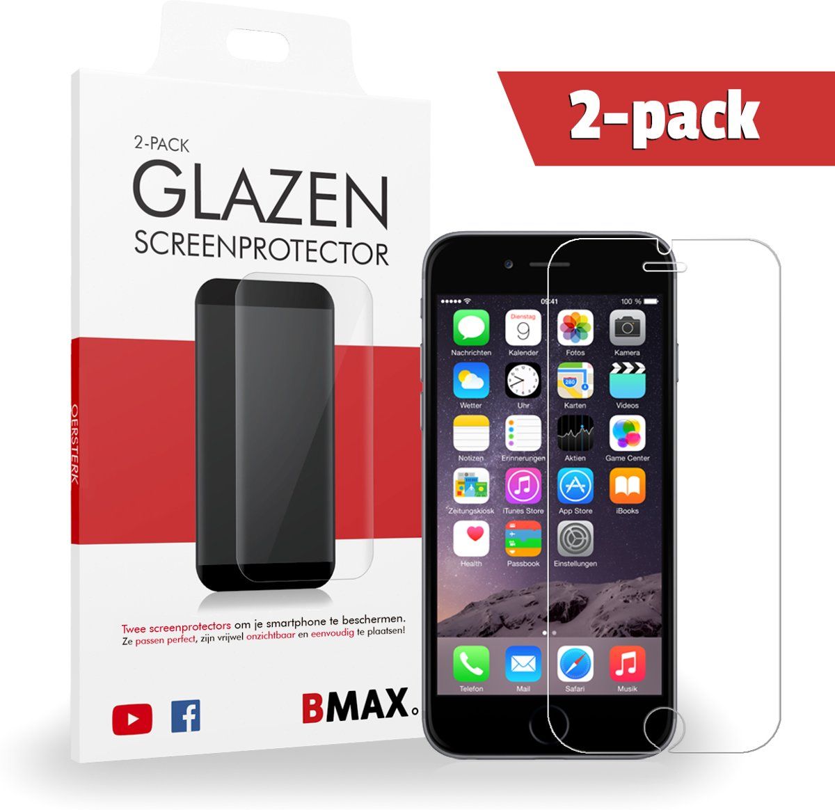 BMAX 2-pack iPhone 7 Screenprotector - Tempered Glass