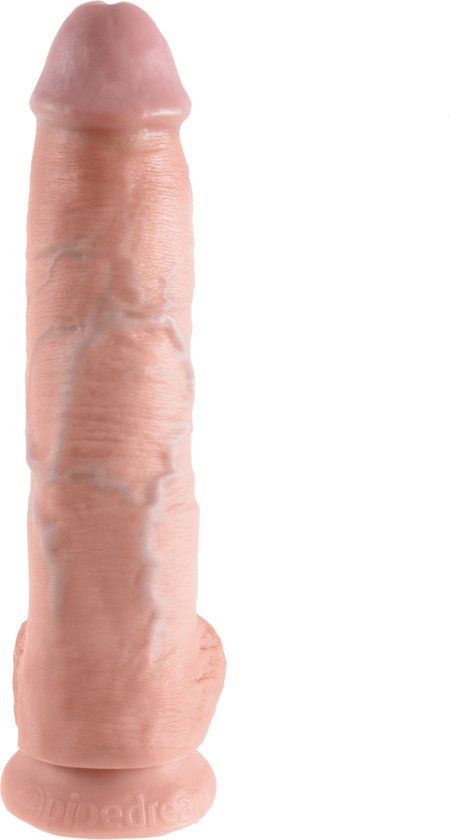 King Cock - 25.4 cm Dildo - Beige - Met Zuignap en Balzak
