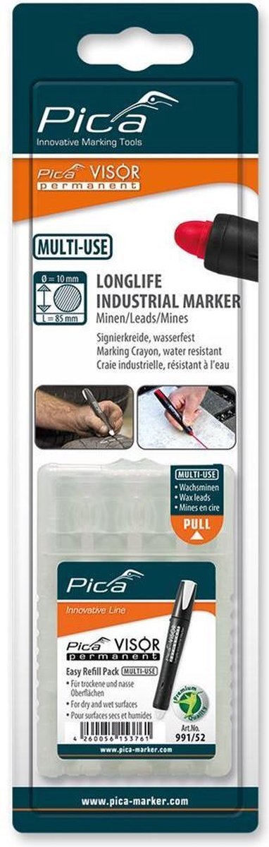 Pica 991/52 Navullingen voor Permanent Marker - 4x - Wit