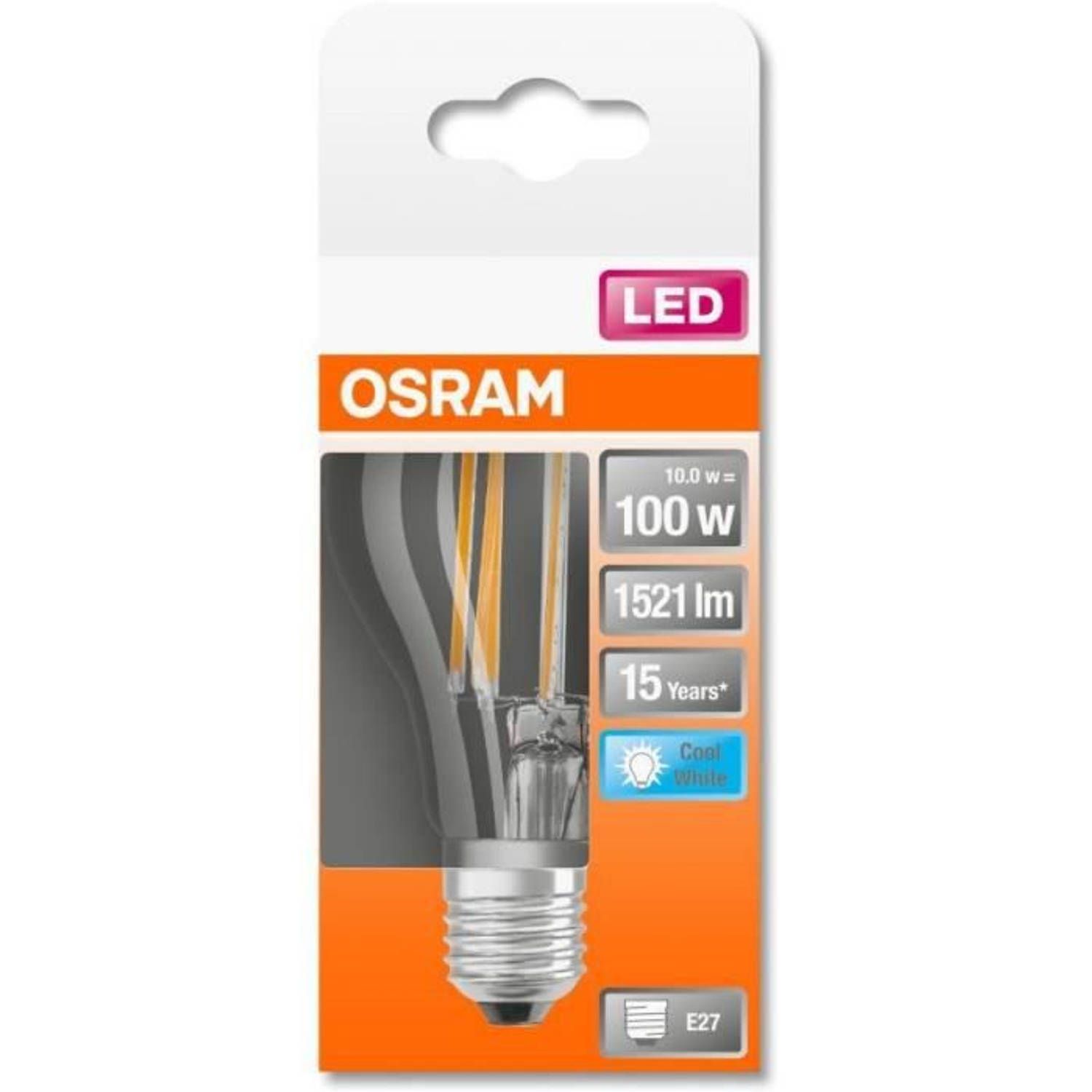 Osram LED lamp E27 Peer Filament 11W (100W) - Koel Wit