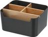 Bureau-organizer 5 vakken bamboe met penhouder - opbergdoos voor pennen en cosmetica - zelfklevende notities - Noir