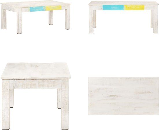 vidaXL Salontafel 110x60x45 cm massief mangohout wit
