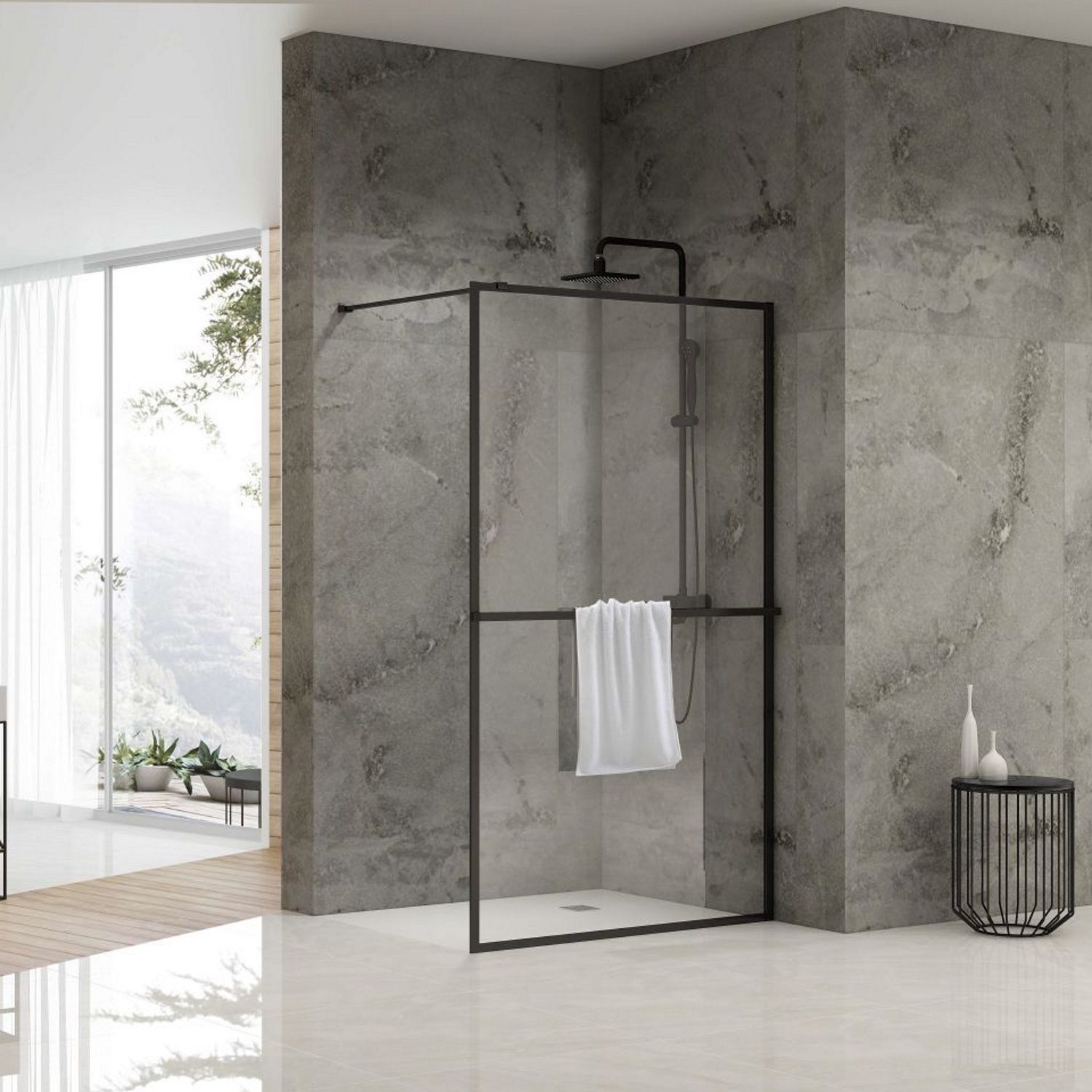 van Rijn Inloopdouche ST04 120x200cm 8mm Helder Glas Zwart