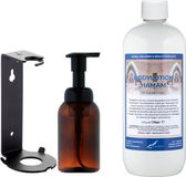 Claudius Cosmetics B.V. Claudius Zeepdispenser 300 ml amber bruin hervulbaar + 1 liter Bodylotion Hamam navulling (inclusief beugel)