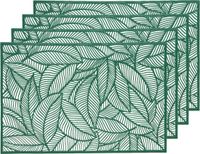 Decoris placemat met groene bladeren 30 x 45 cm rechthoekig - 4x - kunststof