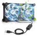 OTraki USB-ventilator, 14 cm x 14 cm x 2,5 cm, 3 instelbare snelheden, dubbele USB-computerventilator, pc-USB-ventilator met 8 schokabsorberende voeten voor pc, laptops, projectoren, routers en andere