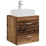 vidaXL Wandgemonteerde wastafelmeubel Oud hout