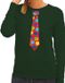 Bellatio Decorations Shoppartners Bv Foute kersttrui / sweater stropdas met kerstballen print groen voor dames XL