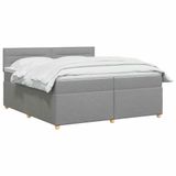 vidaXL Boxspringbed met matras, lichtgrijs, 200 x 200 cm, gestoffeerd
