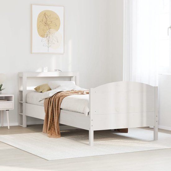 vidaXL Bedframe Wit 75x190 cm Massief Grenenhout