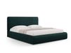 Lit coffre avec tête de lit 200x200cm en chenille vert bouteille