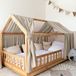 LILIMAUS Huisbed hemeltje met gouden details - bedhemel voor huisbed - 67,5 x 270 cm - mousseline katoen - lichtbeige