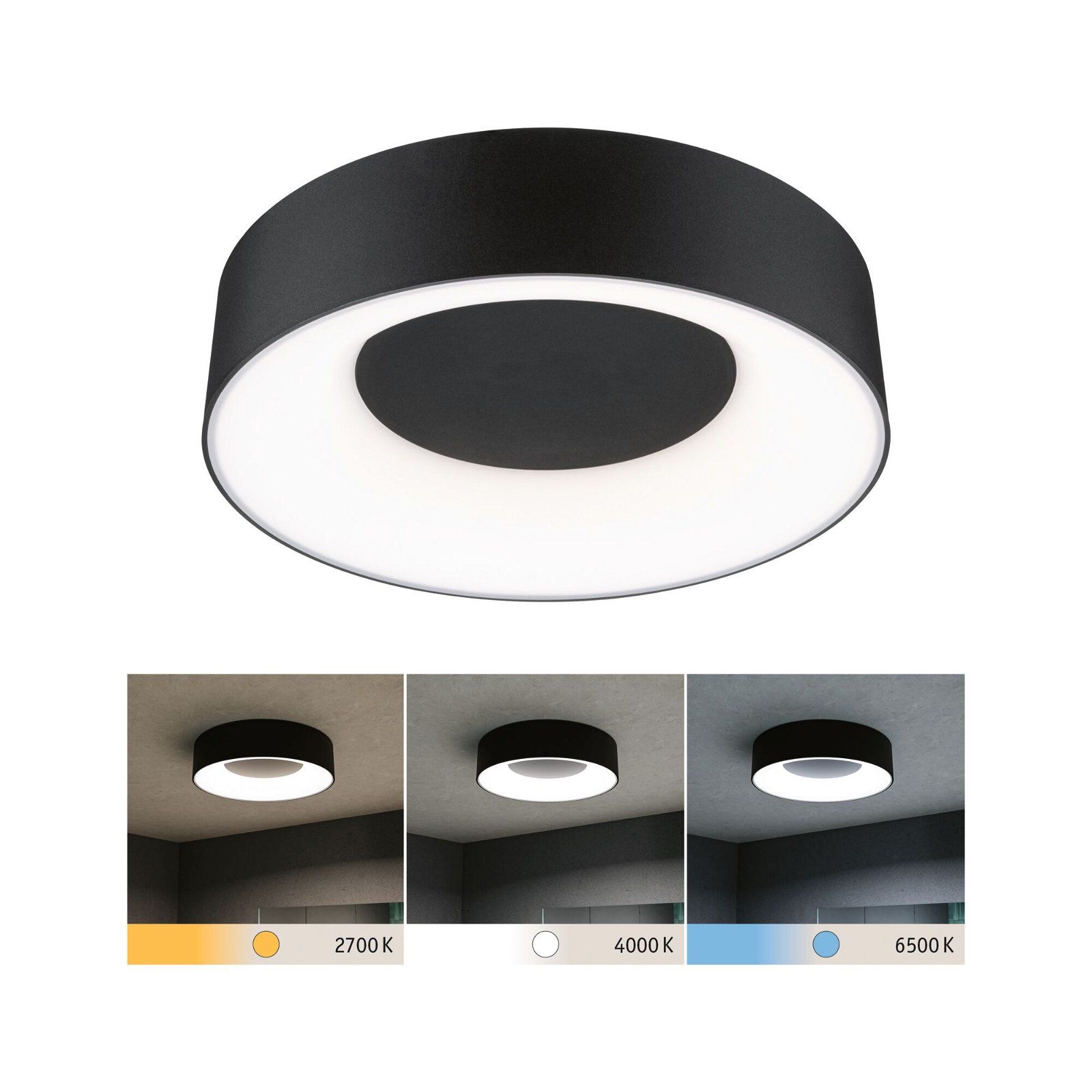 Paulmann Casca LED Plafondlamp - Zwart Mat - 1500lm - IP44