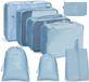 Unyqoos® set de 8 organisateurs de valise, bleu marine