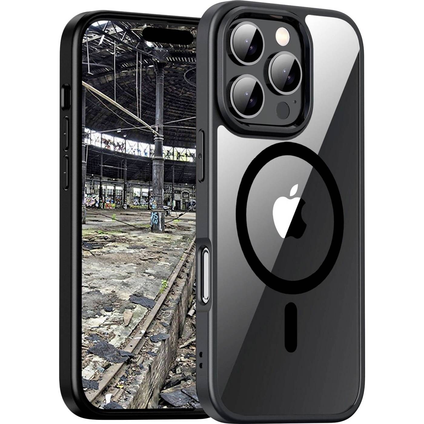 JT Berlin Pankow Hybrid MS Hoes compatibel met Apple iPhone 16 Pro zwart/transparant