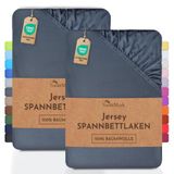 NatureMark 2-pak kinderhoeslakens van jersey. hoeslaken 100% katoen in vele maten en kleuren BRANDKWALITEIT ÖKOTEX Standaard 100. 70x140 cm. Antraciet grijs