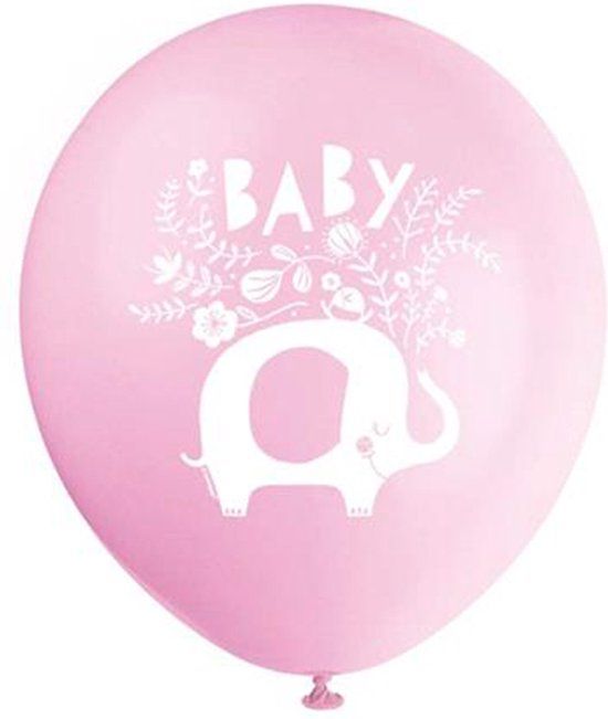 Baby Olifant Ballonnen Roze 30cm 8st