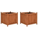 vidaXL - Plantenbakken - verhoogd - 2 st - 50x50x50 cm - vurenhout