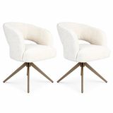 Starfurn Eetkamerstoel Demi | Off White | Poot Bronze | Met armleuning - set van 2