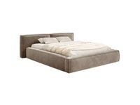 Lit coffre 180 x 200 avec sommier, en velours, brun clair