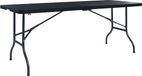 Prolenta Maison Exclusive Opklapbare tuintafel, zwart, 180x75x72 cm, HDPE, met het uiterlijk van riet