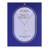 Lucardi Dames Stalen ketting letter X - Ketting - Staal - Zilverkleurig - 47 cm