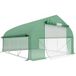 Serre de jardin 10,4 m², anti-UV, porte enroulable avec fermeture éclair, fenêtres en maille, 350x300x200 cm, vert