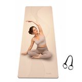 FunLife Yogamat 183 x 61 cm - 8 mm TPE Fitnessmat Antislip met Draagriem - Latte beige