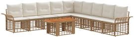 vidaXL Tuinbank Set 10 st Natuurlijk en Crème Wit poly rattan