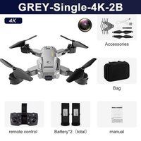 Q6 Drone met enkele camera 4K Quadcopter opvouwbaar 2 batterijen Levensduur batterij: 15 min Grijs