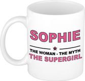 Bellatio Decorations Naam cadeau Sophie - The woman, The myth the supergirl koffie mok / beker 300 ml - naam/namen mokken - Cadeau voor o.a verjaardag/ moederdag/ pensioen/ geslaagd/ bedankt