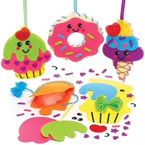 Baker Ross FE462 Zoetigheden Decoratie Naai Sets - Pakket van 4, Naai set voor Kinderen, Creatieve Activiteiten voor Kinderen, Ideaal Knutselproject