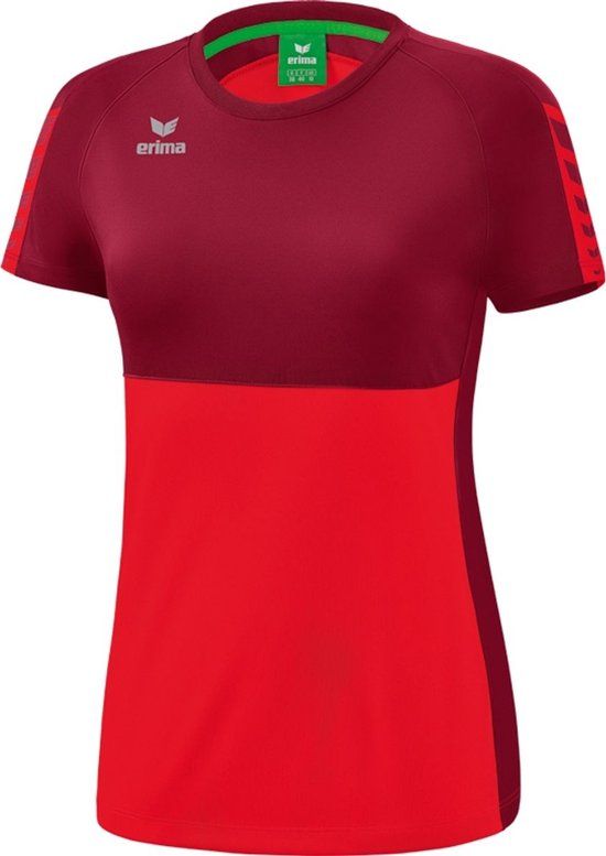 Erima Six Wings T-Shirt Dames - Rood / Bordeaux - Maat 38