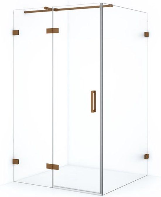 Maxaro Douchecabine Diamond 120x110cm 8mm Helder Veiligheidsglas Koper met Draaideur