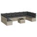 VidaXL 10-delige Loungeset met Kussens Poly Rattan Lichtgrijs