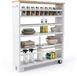 Merkloos / Sans marque Relaxdays Niswagen, HBT: 80x13x50 cm, smalle nisplank badkamer & keuken, 4 niveaus, rolrek handvat, wit-natuur
