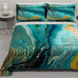 PETTI Artigiani Italiani - Zomersprei voor tweepersoonsbed, 260 x 270 cm, 100 g/m², omkeerbaar, voor tweepersoonsbed, lente, licht dekbed, groen marmer, 100% Made in Italy