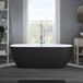Otterton Baignoire autoportante Moderne Ovale avec deux dossiers - Noir (Midnight Black) et trop-plein chromé | 170cm x 75cm