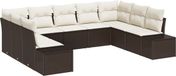 vidaXL Ensemble de banc de jardin 9 pièces 8 places marron et crème