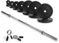 VirtuFit Rubberen Halterset - 120 kg - Volledige set - Incl. Halterstang, Halterschijven en Veerclipsluitingen