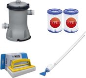 Bestway - Zwembadstofzuiger AquaCrawl & Filterpomp 2006 L/u & 2 Filters Type II & WAYS Scrubborstel