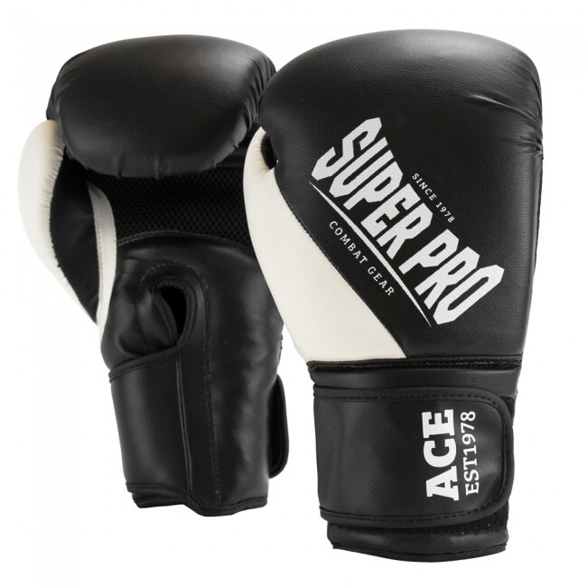 Super Pro Combat Gear Ace (Kick)Bokshandschoenen - Zwart/Wit - 6 oz