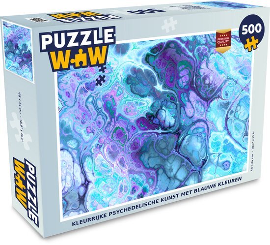 MuchoWow Puzzel Kunst - Golf - Blauw - Psychedelisch - Legpuzzel - Puzzel 500 stukjes - Sinterklaas cadeautjes - Sinterklaas voor grote kinderen