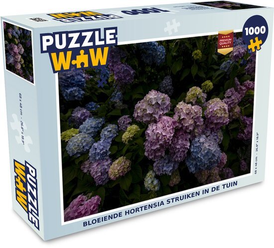 MuchoWow Puzzel Bloeiende hortensia struiken in de tuin - Legpuzzel - Puzzel 1000 stukjes volwassenen